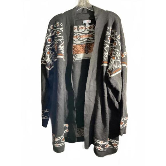 Sweaters - D& co Stylish Aztec Print Open Front Cardigan 1X